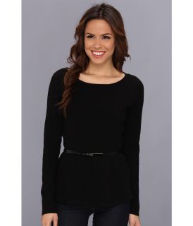 Jones New York L/S Peplum Pullover Womens Long Sleeve Pullover (Black)