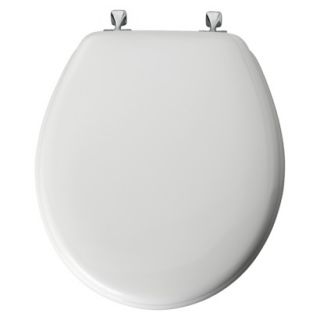 Mayfair STA TITE and DuraGuard Round Molded Wood Toilet Seat with Chrome Hinge  