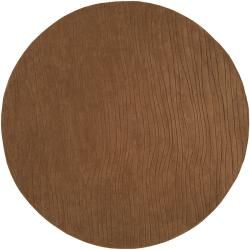 Hand tufted Solid Brown Casual Painterly New Zealand Wool Rug (8 Round)