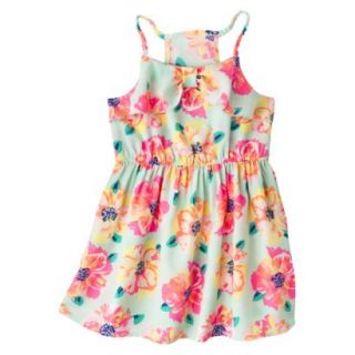 Cherokee Infant Toddler Girls Bow Front Floral Sundress   Mint 4T