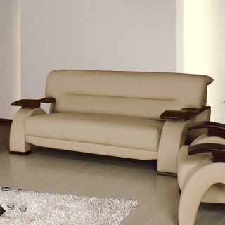 Selina Bonded Leather Cream Modern Sofa