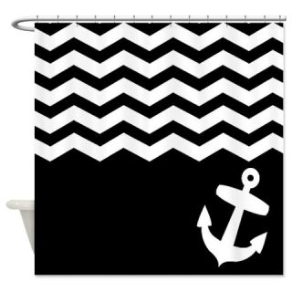  Black and white chevron anchor Shower Curtain  Use code FREECART at Checkout