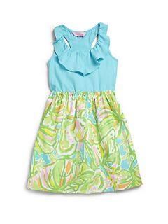 Lilly Pulitzer Kids Girls Little Loranne Dress   Turquoise
