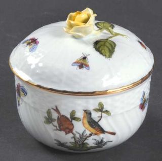 Herend Rothschild Bird (Ro) Sugar Bowl & Lid, Fine China Dinnerware   Bird, Flor
