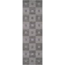 Hand crafted Solid Grey Geometric Brer Wool Rug (26 X 8)