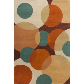 Contemporary Allie Handmade Geometric Brown Wool Rug (5 X 76)