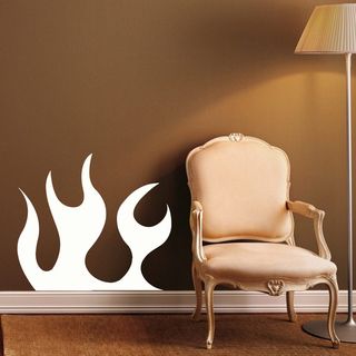 Beautiful Fire Flame White Vinyl Wall Decal (Glossy whiteEasy to apply; instructions includedDimensions 25 inches wide x 35 inches long )