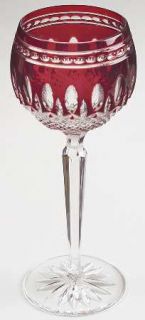 Waterford Clarendon Ruby Wine Hock   Cut Decor,Ruby Bowl,Multisided Stem