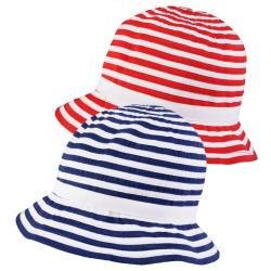 Hailey Jeans Co. Womens Ribbon Accent Striped Bucket Hat (100 percent polyester2 inch brimOne size fits most, circumference approximately 22 inches)