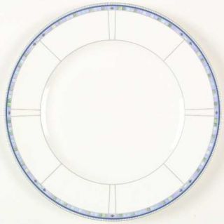 Wedgwood Quadrants Dinner Plate, Fine China Dinnerware   Bone, Blue Band, Diamon