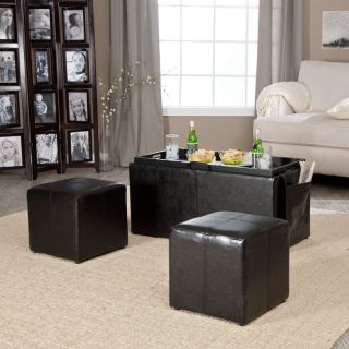 Linon Home Decor Products Inc Hartley Coffee Table Storage Ottoman with Tray  