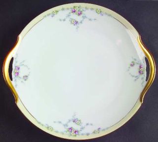 Tirschenreuth Studio Handled Cake Plate, Fine China Dinnerware   Yellow Band Edg
