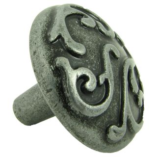 Stone Mill Hardware Swedish Iron Ivy Cabinet Knob (ZincHardware finish Swedish ironDimensions 1.125 inches long x 1 inch deepCircular cabinet knob with a rounded top and raised swirl patternCase of 25Includes installation screwModel number CP82460H SI K