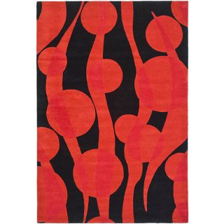 Handmade Soho Flora Black/ Red New Zealand Wool Rug (36 X 56) (blackPattern AbstractTip We recommend the use of a non skid pad to keep the rug in place on smooth surfaces.All rug sizes are approximate. Due to the difference of monitor colors, some rug c