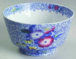 Spode Wild Flower Blue Cranberry Bowl, Fine China Dinnerware   Blue Background,M