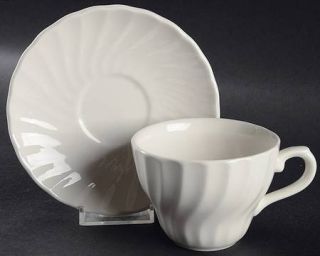Churchill China Chelsea White (England) Flat Cup & Saucer Set, Fine China Dinner