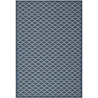 Safavieh Polypropylene Indoor/outdoor Courtyard Navy/beige Rug (67 X 96)