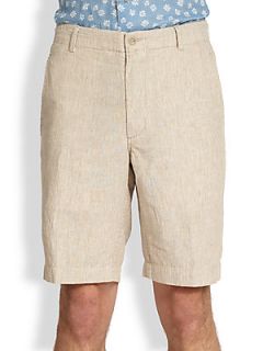  Collection Striped Linen & Cotton Shorts