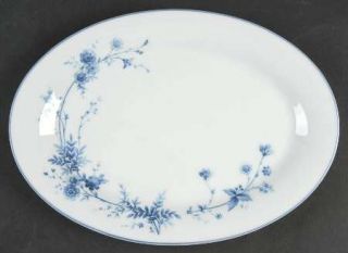 Noritake Stardust 12 Oval Serving Platter, Fine China Dinnerware   Blue Flowers