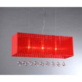 Fates Wine Red Fabric Chandelier (Metal, crystal, fabricSwitch Hardwired requires professional installationNumber of lights Three (3)Requires three (3) 40 watt bulbs (bulbs not included) Dimensions 22 inches long x 8 inches wide x 7 inches deep This fi