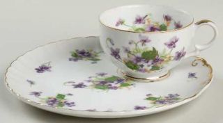 Norcrest Sweet Violets Snack Plate & Cup Set, Fine China Dinnerware   Purple Vio