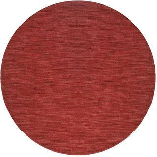 Handmade Elite Contemporary Wool Rug (6 Round) (RedPattern SolidStyle CasualMeasures 0.625 inch thickTip We recommend the use of a non skid pad to keep the rug in place on smooth surfaces.All rug sizes are approximate. Due to the difference of monitor 