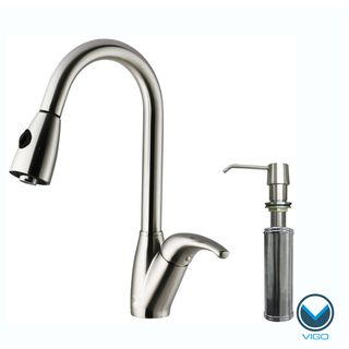 Vigo Stainless Steel Pull out Spray Kitchen Faucet With Soap Dispenser