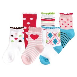 Luvable Friends Infant Girls 6 Pack Cushion Socks   Pink 0 6 M