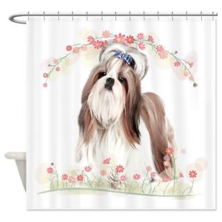  Shih Tzu Flowers Shower Curtain  Use code FREECART at Checkout