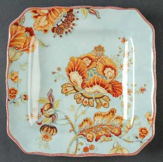 222 Fifth (PTS) Gabrielle Square Salad Plate, Fine China Dinnerware   Floral Pai