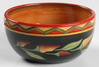 Clay Art Santa Fe Soup/Cereal Bowl, Fine China Dinnerware   Red & Yellow Peppers