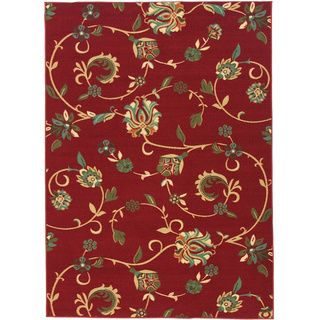 Oriental Swirls Non skid Rubber Backing Red Area Rug (311 X 53)