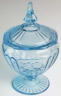 Anchor Hocking Mayfair Blue Candy Dish with Lid   Blue, Open Rose, Depression Gl