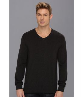 Perry Ellis Double Layer V Neck Sweater Mens Long Sleeve Pullover (Gray)