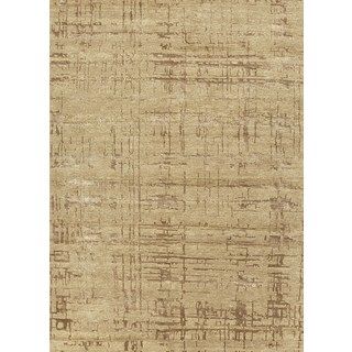 Hand knotted Gold/ Yellow Abstract Pattern Wool/ Silk Rug (8 X 11)