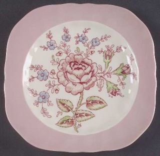 Johnson Brothers Rose Chintz Pink (England 1883 Stamp) Square Accent Salad Pla