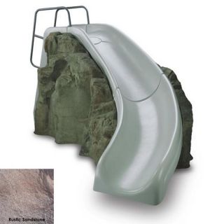 Interfab 5200SS29 Slide Rock Complete Tan Right Turn Only Pool Slide w/ Stainless Steel Hardware Rustic Sandstone