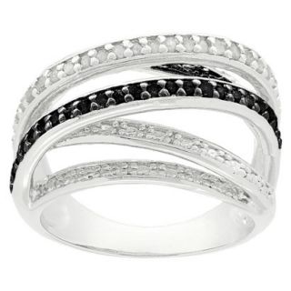 1/4 CT.T.W. Diamond Black and White Multi Band Ring with Silver Overlay   (Size
