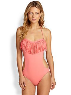 L*Space Free Love One Piece Fringed Swimsuit   Watermelon