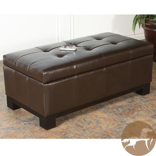 Christopher Knight Home Bonded Leather Storage Ottoman With Tufted Top