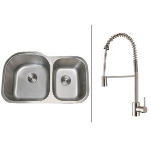 Ruvati RVC2557 Combo Stainless Steel Kitchen Sink and Stainless Steel Set