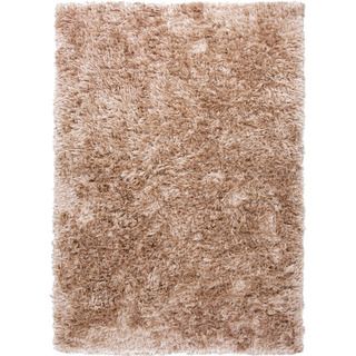 Handwoven Shags Solid pattern Brown Textured Rug (8 X 10)
