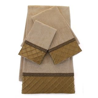 Sherry Kline Wheat Pleated Diamond 3 piece Towel Set