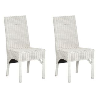 Safavieh Sommerset White Wicker Side Chairs (set Of 2) (WhiteMaterials RattanSeat dimensions 22.4 inches wide x 19.7 inches deepSeat height 18 inchesDimensions 33.4 inches high x 22.8 inches wide x 18.5 inches deepThis product will ship to you in 1 bo