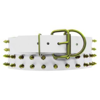 Platinum Pets White Genuine Leather Dog Collar with Spikes   Corona Lime ( 20 