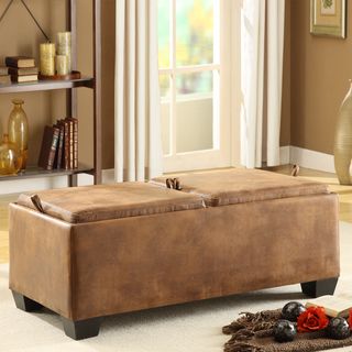 Oakford Brown Mottled Microfiber Cocktail Tray Top Storage Ottoman