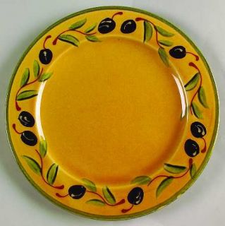 Coursange Nicoise Olive Salad Plate, Fine China Dinnerware   Yellow Background,O