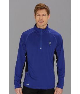 U.S. Polo Assn Cage Mesh 1/4 Zip Active Top Mens Long Sleeve Pullover (Blue)