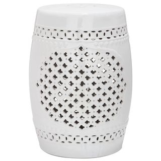 Safavieh Paradise Gardens White Ceramic Garden Stool (WhiteSetting Indoor, outdoorMaterials CeramicDimensions 18 inches high x 13 inches wide x 13 inches deep )
