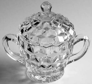 Colony Whitehall Clear Sugar Bowl & Lid   Stacked Cube Design, Clear